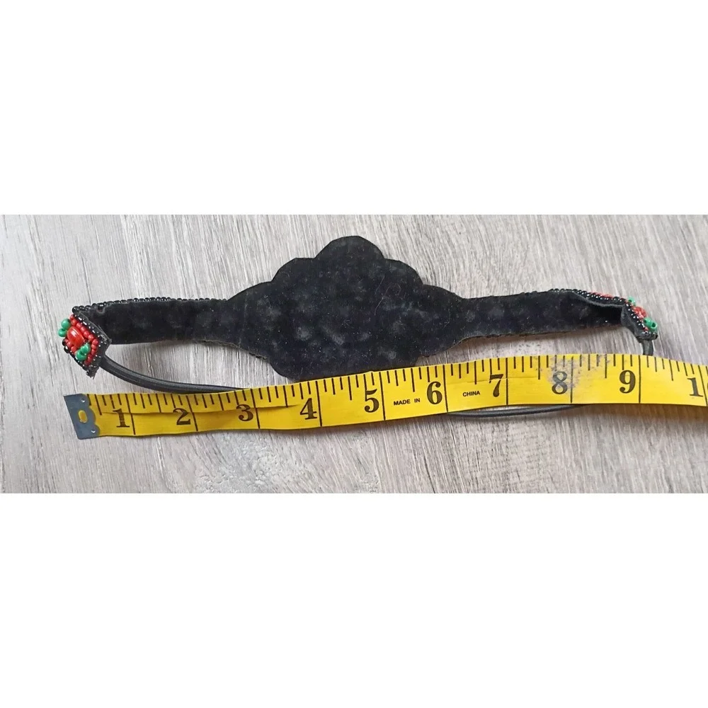 Sead Beaded Headband Elastic Bindy Black Colorful Vtg Statement Boho Southern